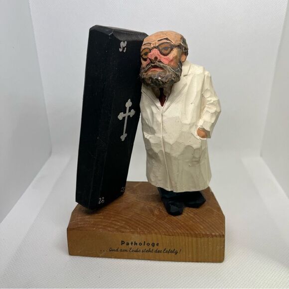 Vintage 1950’s JASCHKE PRETZL Hand Carved Wood‎ Pathologist Physician Germany 6” - Picture 1 of 4